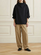 Solid Color Loose Long Sleeves High-neck Sweatershirt