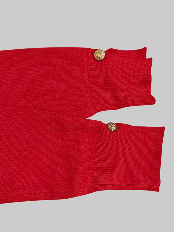 Long Sleeves Loose Beaded Solid Color Split-Side High Neck Sweater Tops