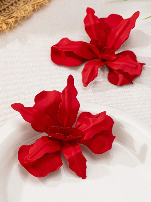 Flower Shape Solid Color Earrings Accessories