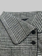 Long Sleeves Loose Asymmetric Houndstooth Plaid Stand Collar Jackets Outerwear