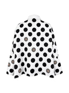 Long Sleeves Loose Buttoned Polka Dot Printed V-Neck Blouses&Shirts Tops