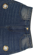 Split-Joint Pockets Hollow Geometric Buttoned Wide Leg Loose Jean Pants Bottoms