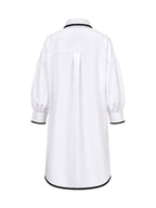 Contrast Color Buttoned Loose Long Sleeves Lapel Blouses&shirts Tops