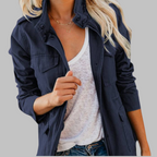 OLGA™ - Vintage Zip Up Button Military Jacket