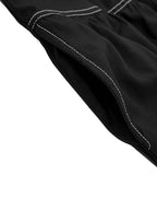 Zipper Split-Joint Pockets Pleated Contrast Color Long Sleeves High Waisted Mock Neck Maxi Dresses