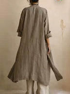 Long Sleeves Loose Buttoned Pockets Solid Color V-Neck Three Pieces Set