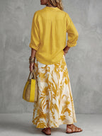Long Sleeves Loose Buttoned Solid Color Lapel Blouses&Shirts Tops