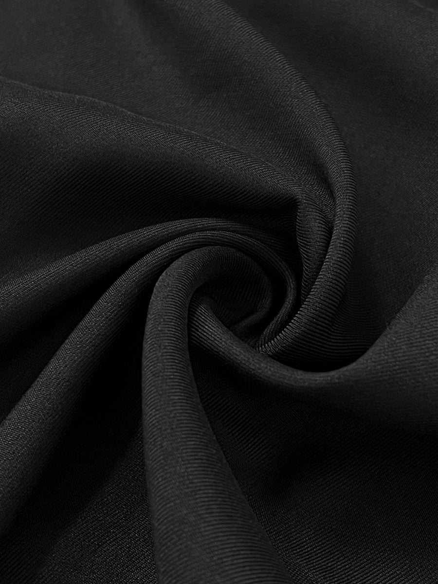 Zipper Split-Joint Pockets Pleated Contrast Color Long Sleeves High Waisted Mock Neck Maxi Dresses