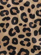 Split-Joint Leopard Contrast Color Three-quarter Sleeves Loose Heaps Collar Blouses&shirts Tops
