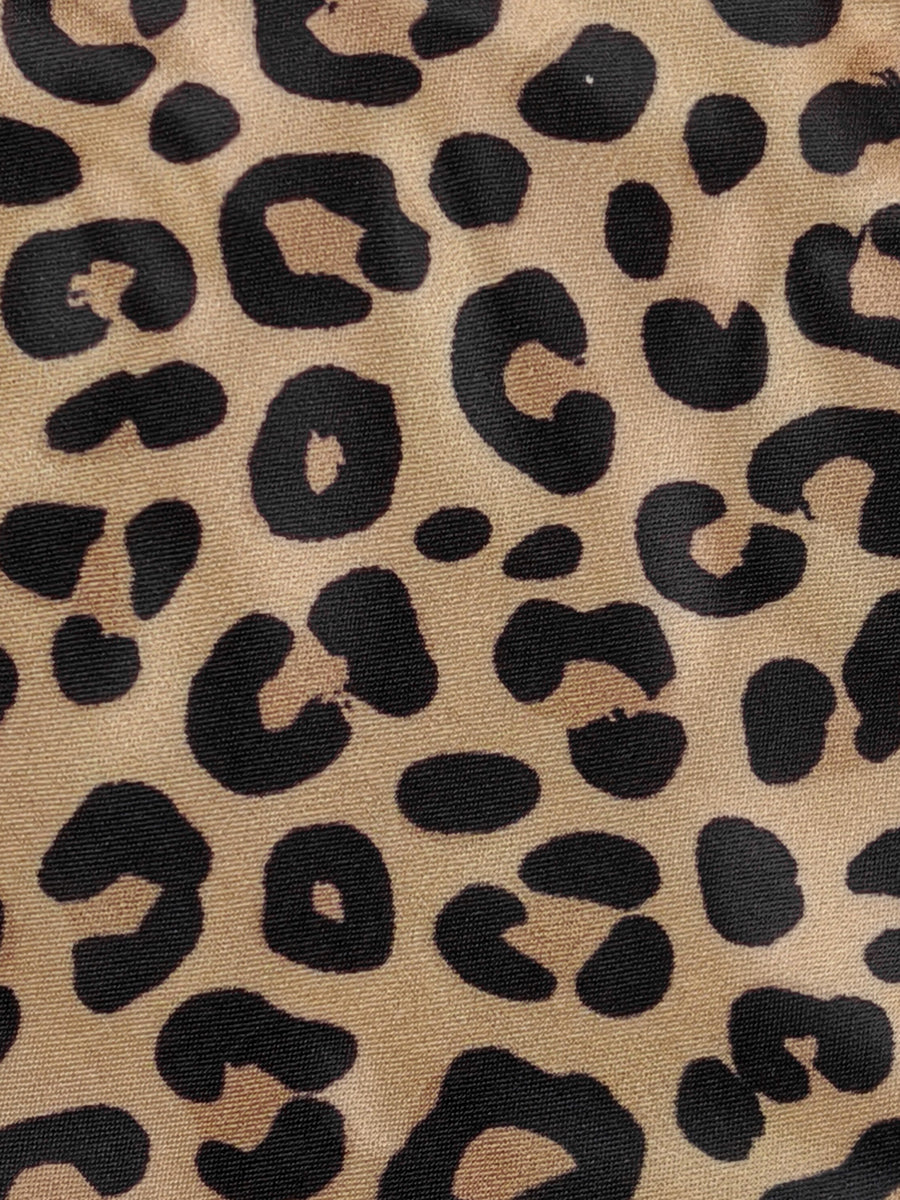 Split-Joint Leopard Contrast Color Three-quarter Sleeves Loose Heaps Collar Blouses&shirts Tops