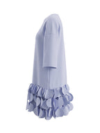 A-Line Loose Solid Color Split-Joint Three-Dimensional Flower Round-Neck Mini Dresses