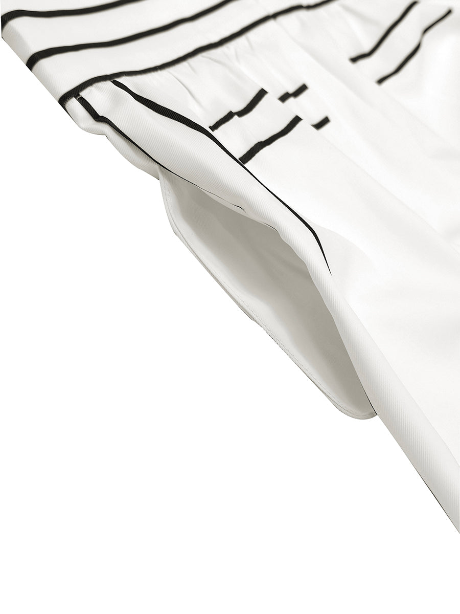 High Waisted Long Sleeves Contrast Color Pleated Pockets Notched Collar Jumpsuits