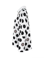 Long Sleeves Loose Buttoned Polka Dot Printed V-Neck Blouses&Shirts Tops