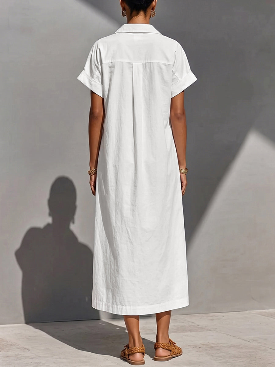 Zipper Solid Color Pockets Sleeveless High Waisted V-neck Maxi Dresses