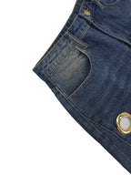 Split-Joint Pockets Hollow Geometric Buttoned Wide Leg Loose Jean Pants Bottoms