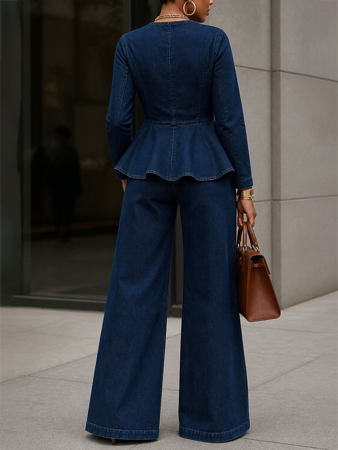 Split-Joint Ruffle Trim Buttoned Skinny Long Sleeves Round-neck Blouses&shirts Tops