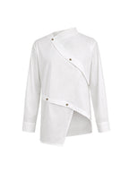 Split-front Buttoned Asymmetric Long Sleeves Blouses&shirts Tops