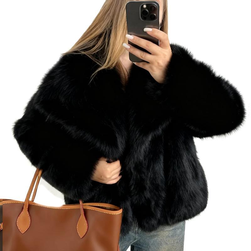 LAURENCE™ - Fashionable Cropped Faux Fur Coat for Fall & Winter Outfits