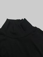 Skinny Solid Color Split-Joint High Neck T-shirts