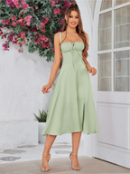 ✨Last Day 49% OFF✨Ruched Bust Split Thigh Cami Dress-Buy 2 Get Free Shipping Today