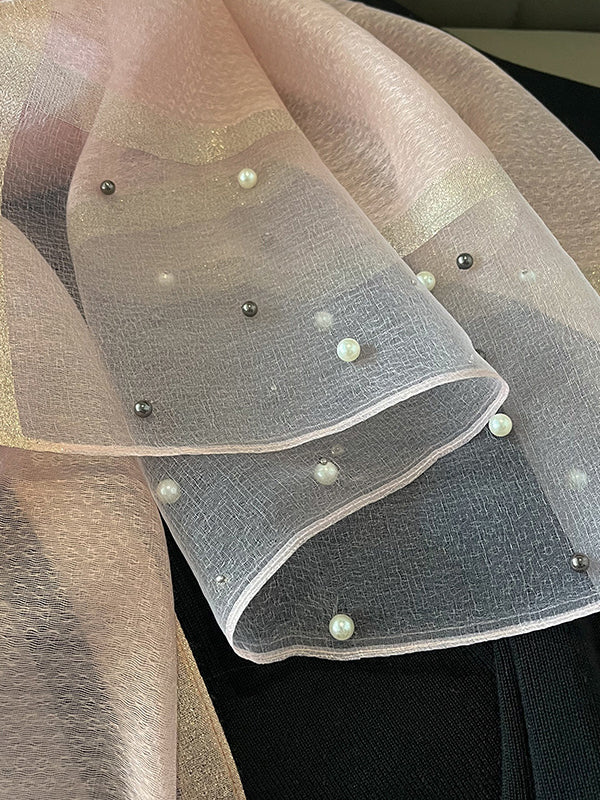 Sun-Protection Beaded See-Through Shawl&Scarf
