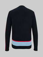 Irregularity Long Sleeves Abstract Printed Asymmetric Contrast Color Ribs Split-Joint Round-Neck Sweater Tops