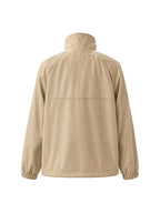Zipper Drawstring Contrast Color Loose Half Sleeves Lapel Outerwear