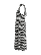 A-Line Loose Backless Contrast Color Elasticity Pockets Halter-Neck Maxi Dresses