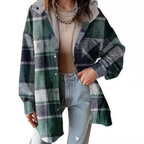 TALLULAH™ - Relaxed Fit Hooded Plaid Jacket