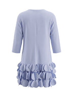 A-Line Loose Solid Color Split-Joint Three-Dimensional Flower Round-Neck Mini Dresses