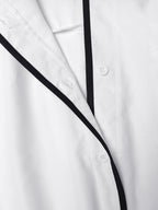 Contrast Color Buttoned Loose Long Sleeves Lapel Blouses&shirts Tops
