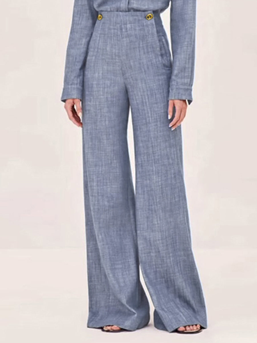 High Waisted Straight Leg Split-Joint Pants Trousers