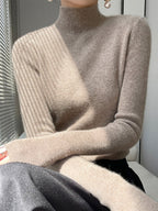 Casual Skinny Long Sleeves Solid Color Half Turtleneck Sweater Tops