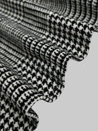 Long Sleeves Loose Asymmetric Houndstooth Plaid Stand Collar Jackets Outerwear