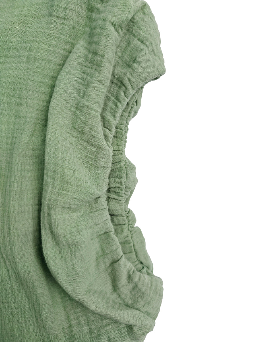Solid Color Pleated Sleeveless Loose Halter-Neck Tank Top