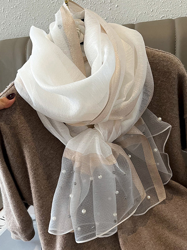 Sun-Protection Beaded See-Through Shawl&Scarf