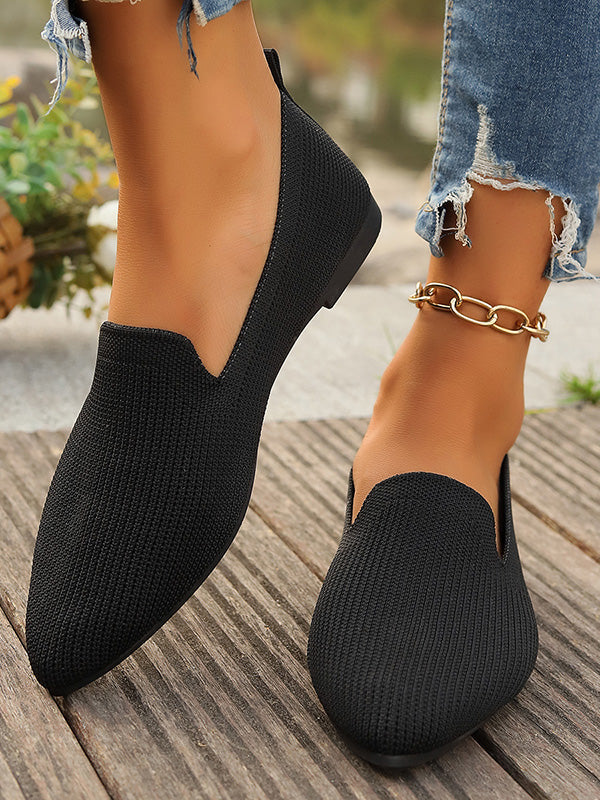 Pointed-Toe Shallow Cut Split-Joint Flat Shoes