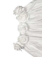 Half Sleeves Loose Pockets Solid Color Three-Dimensional Flower Off-The-Shoulder Mini Dresses