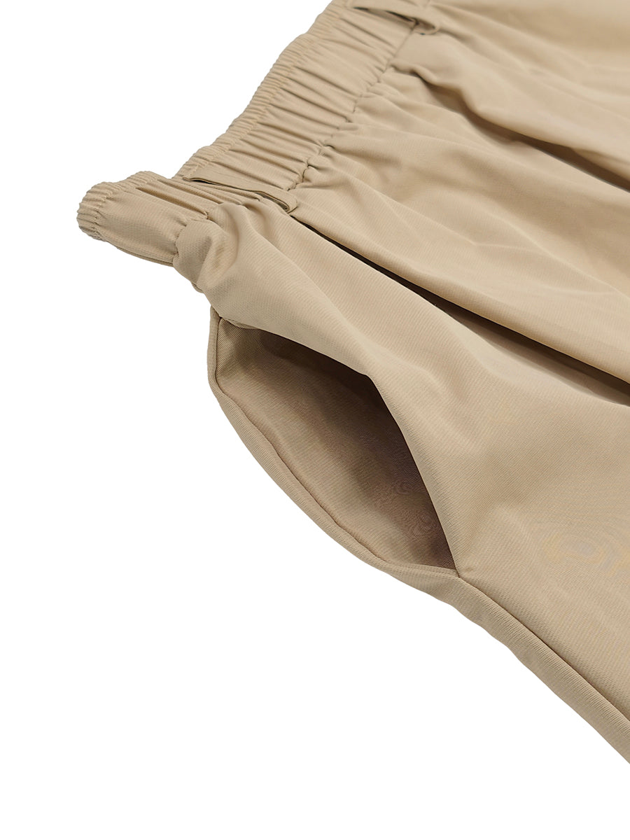 Solid Color Pockets Elasticity Belted Loose A-line Skirts