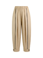 Solid Color Pockets Elasticity Buttoned Wide Leg Cropped Trousers Pants