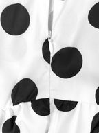 A-Line Half Sleeves Buttoned Contrast Color Elasticity Polka Dot Lapel Maxi Dresses Shirt Dress