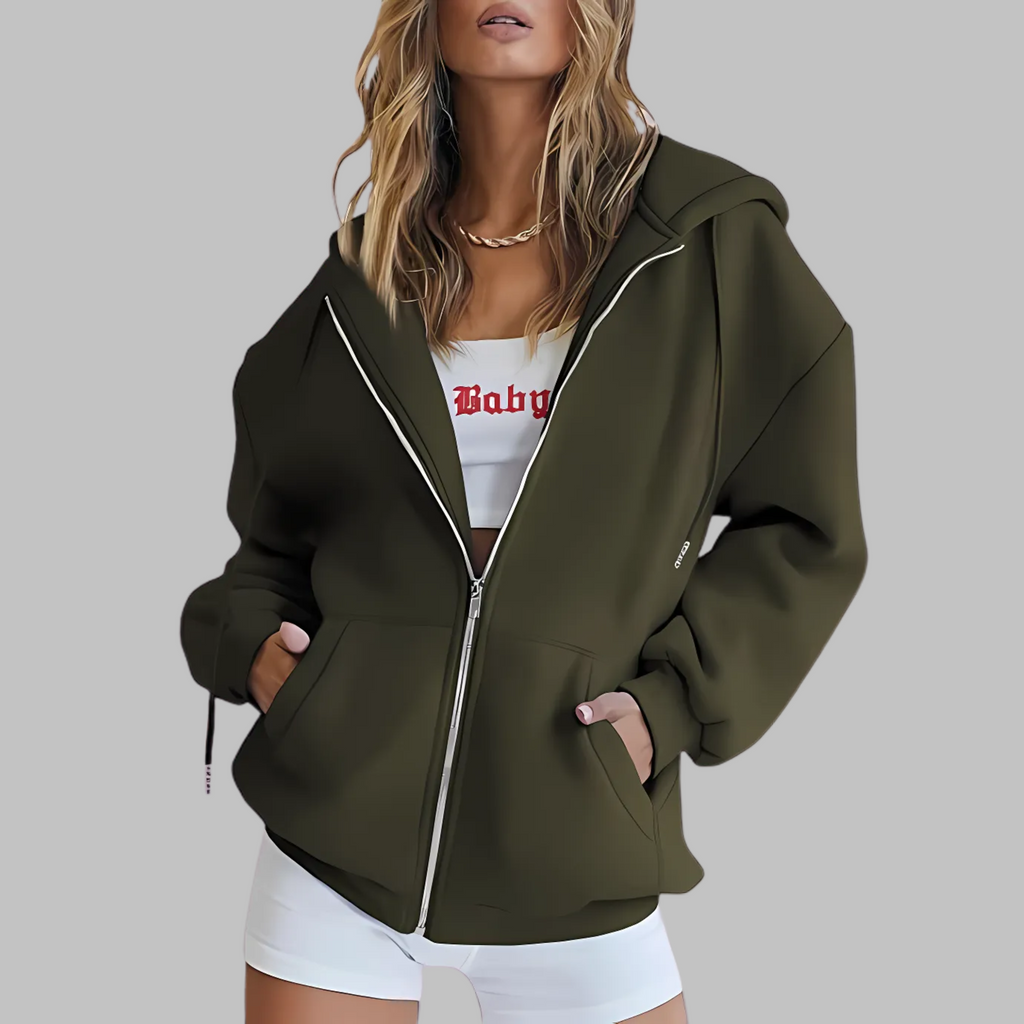 DARA™ - Classic Zip Up Oversized Hooded Jacket