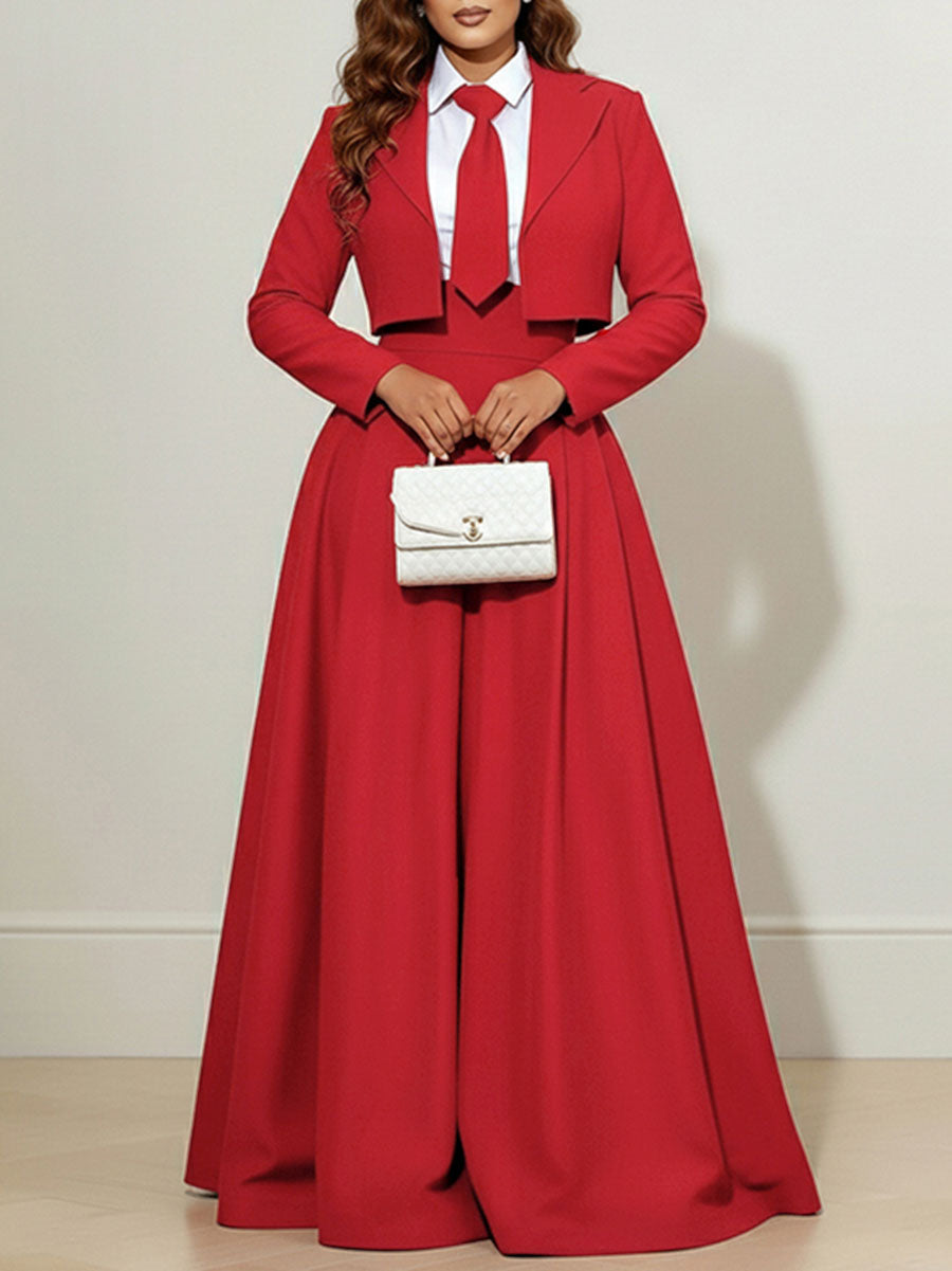 Solid Color Skinny Long Sleeves Notched Collar Outerwear Blazer