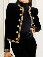 Long Sleeves Buttoned Round-Neck Jackets Outerwear