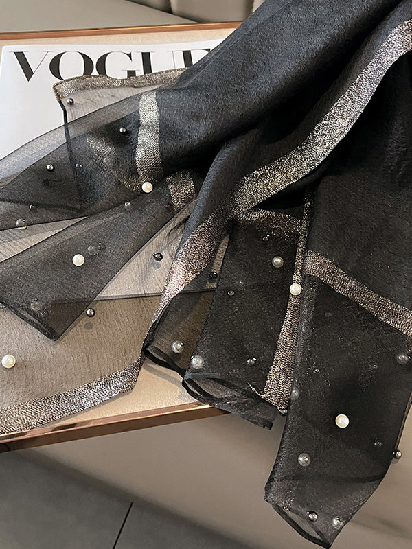Sun-Protection Beaded See-Through Shawl&Scarf