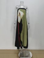 Loose Plus Size Printed Split-Joint Tube Maxi Dresses