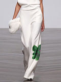 High Waisted Loose Flower Print Pants Trousers