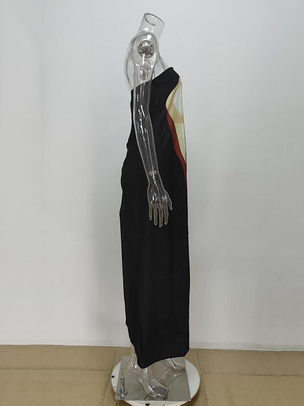 Loose Plus Size Printed Split-Joint Tube Maxi Dresses