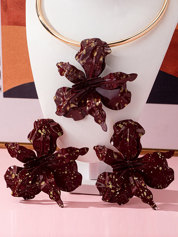 Flower Shape Drop Earrings + Necklaces Accessories
