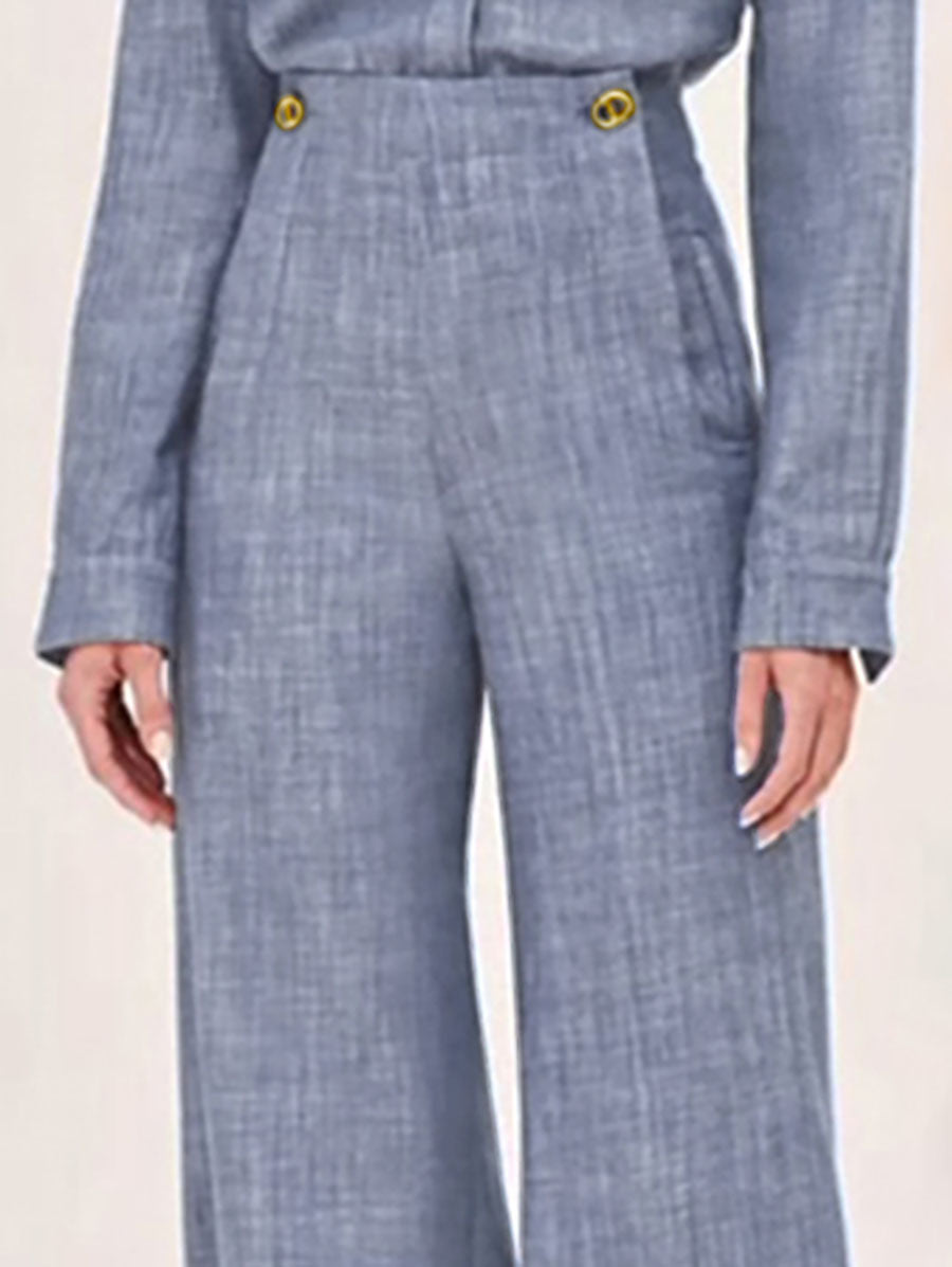 High Waisted Straight Leg Split-Joint Pants Trousers